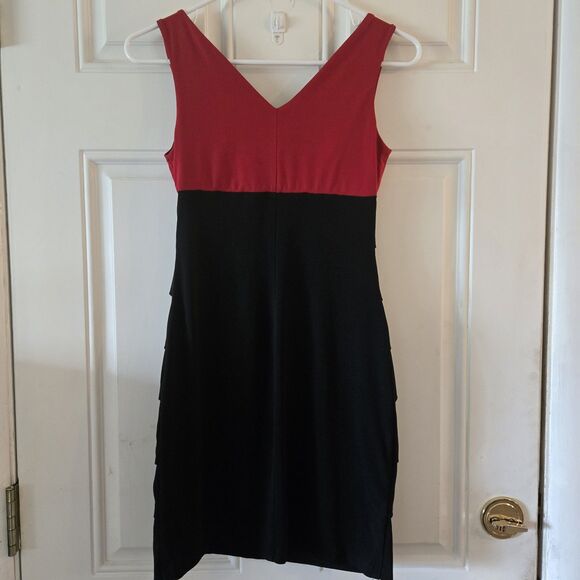 Sweet Storm Dress Womens Small Red Black Sleeveless Bodycon Cocktail Stretchy - Picture 3 of 6